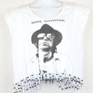 Rare House of the Gods Soul Survivor Keith Rolling Stones Beaded Fringe Shirt XS